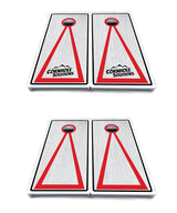 Red/Black Hole Ring Grey Wash Cornhole Boards - All Weather Series