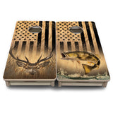 Mini Cornhole Boards - Light Wood Deer & Fish