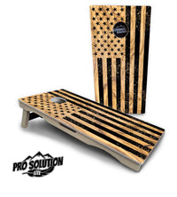 Light Wood Flag Cornhole Boards - Pro Solution Elite Series