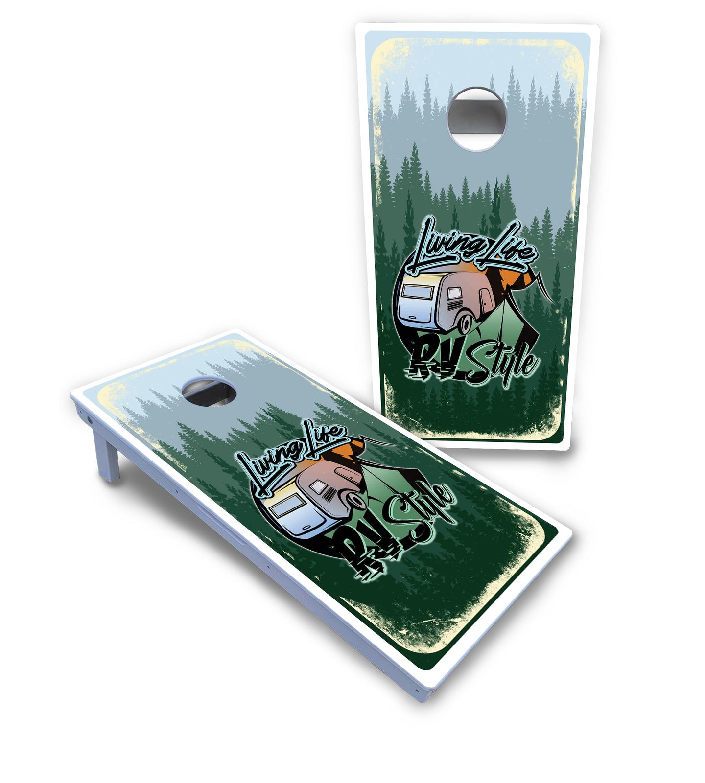 Living Life RV Style Cornhole Boards - All Weather Series
