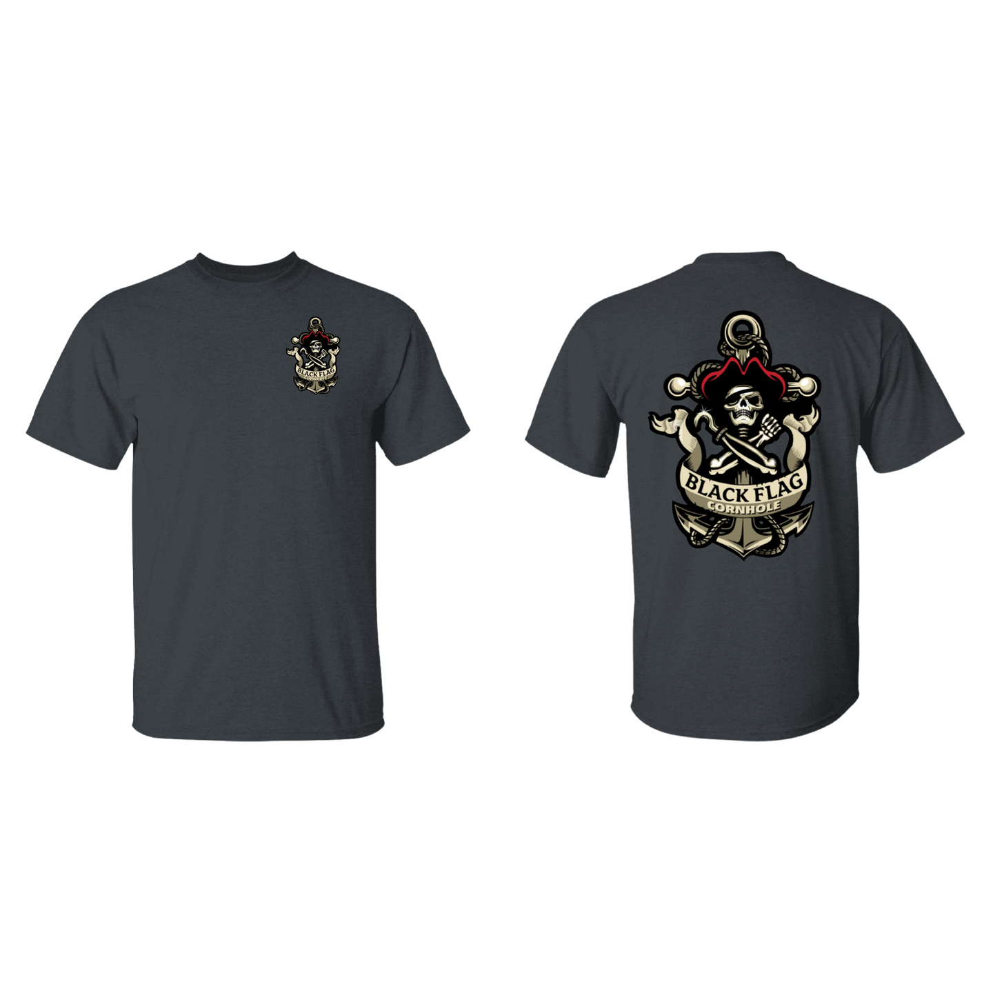 Black Flag Cornhole Logo T-Shirt : Front / Back