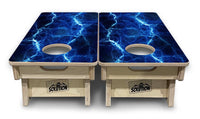 Mini Cornhole Boards - Blue & Green Lightning