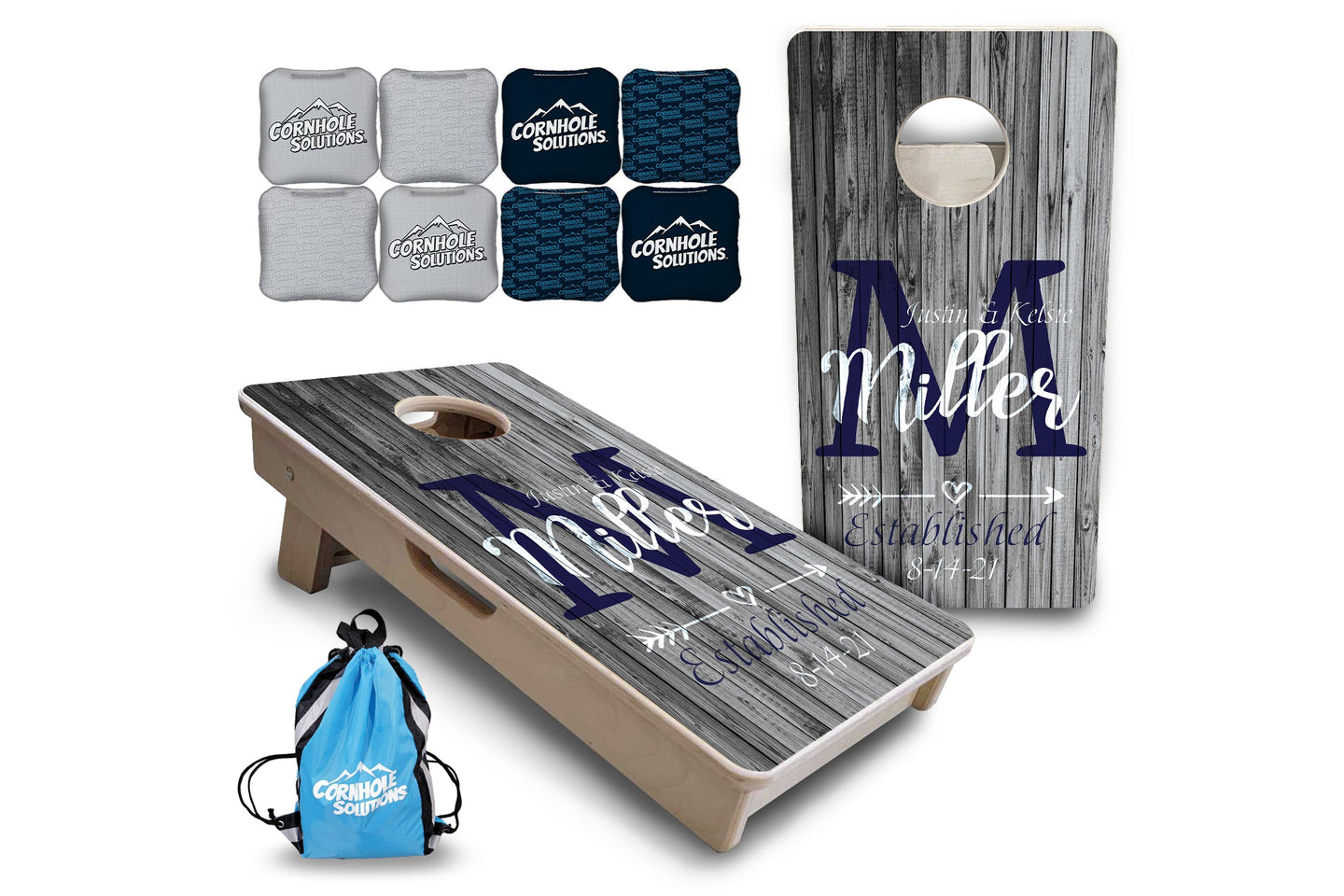 Mini Cornhole Boards - Grey Slat Wood