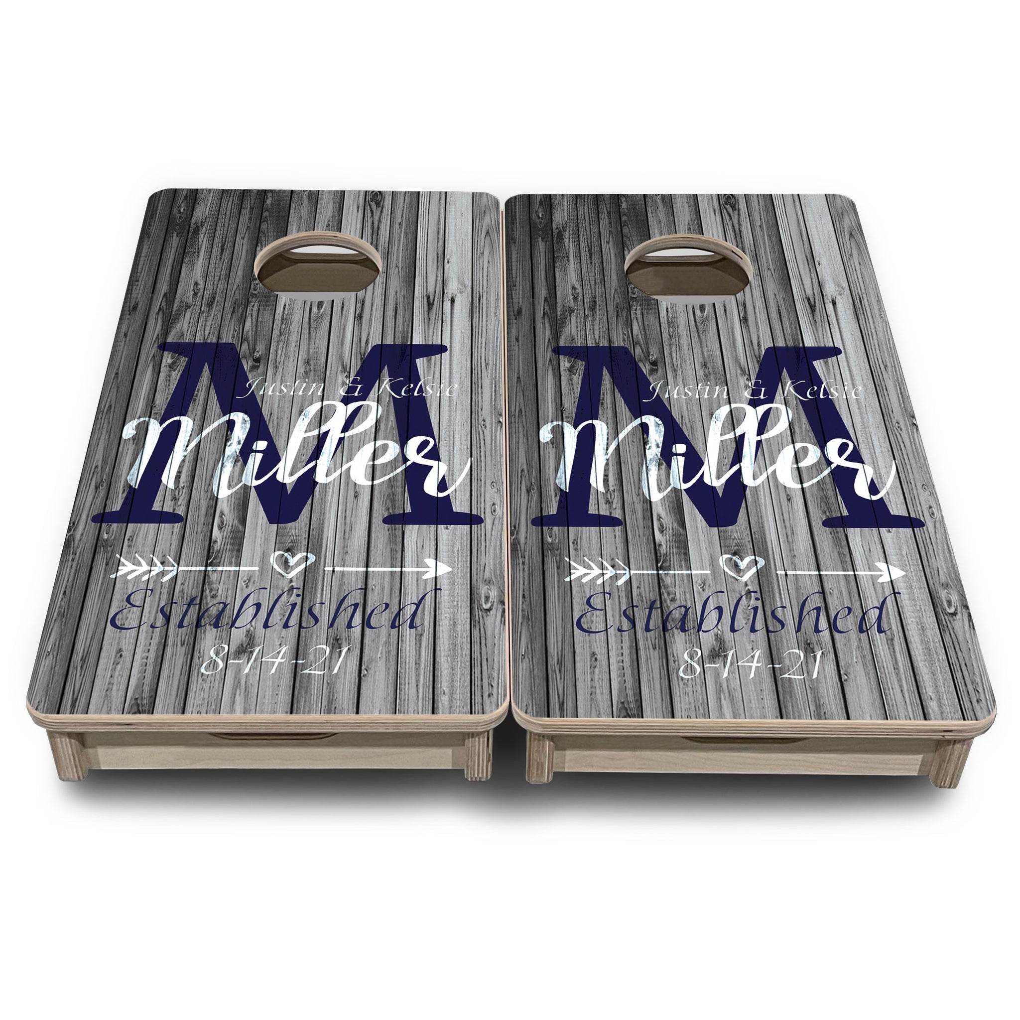 Mini Cornhole Boards - Grey Slat Wood