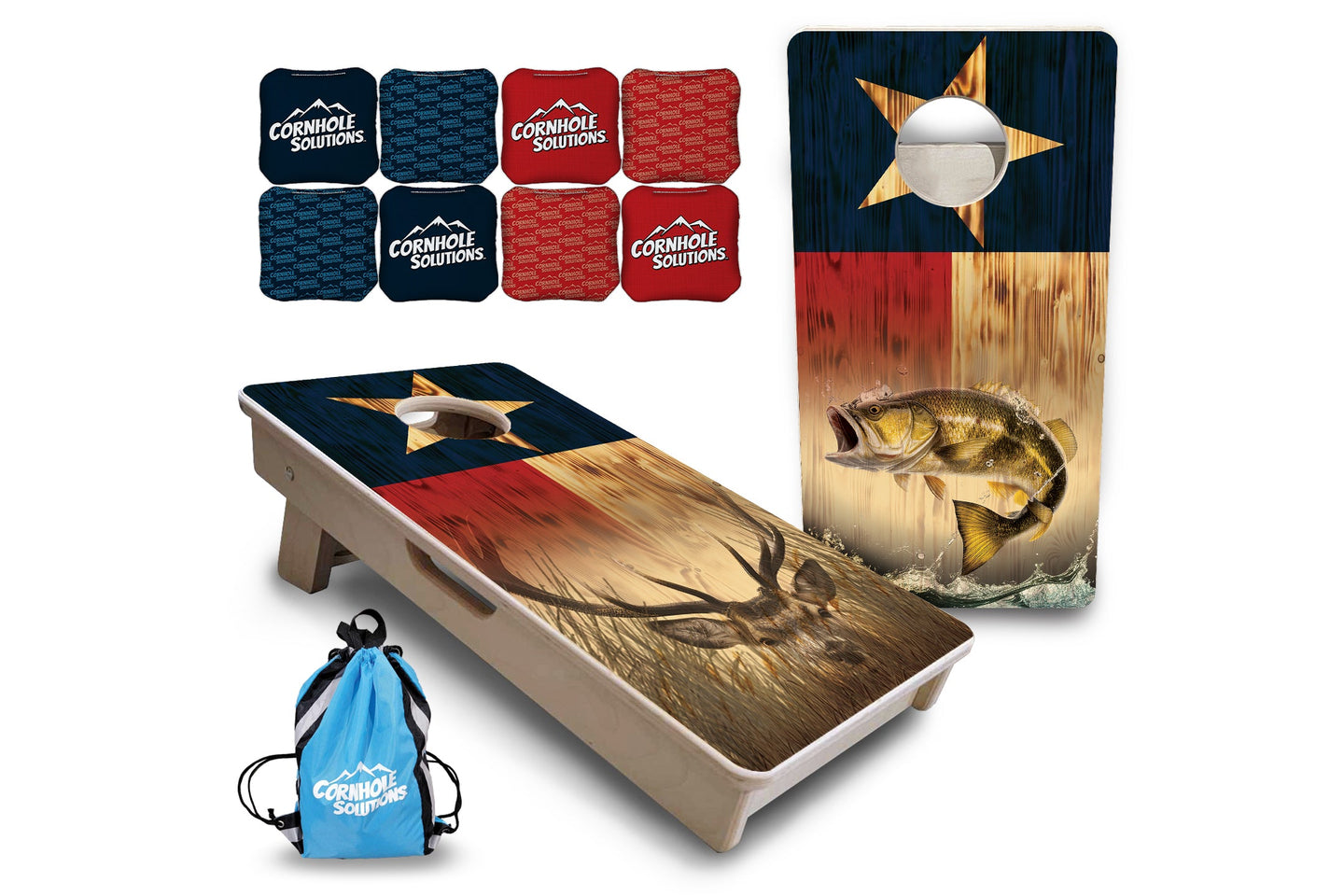 Mini Cornhole Boards - Texas Flag Deer & Fish