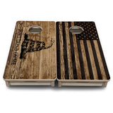 Mini Cornhole Boards - Wood DTOM & Wood Flag