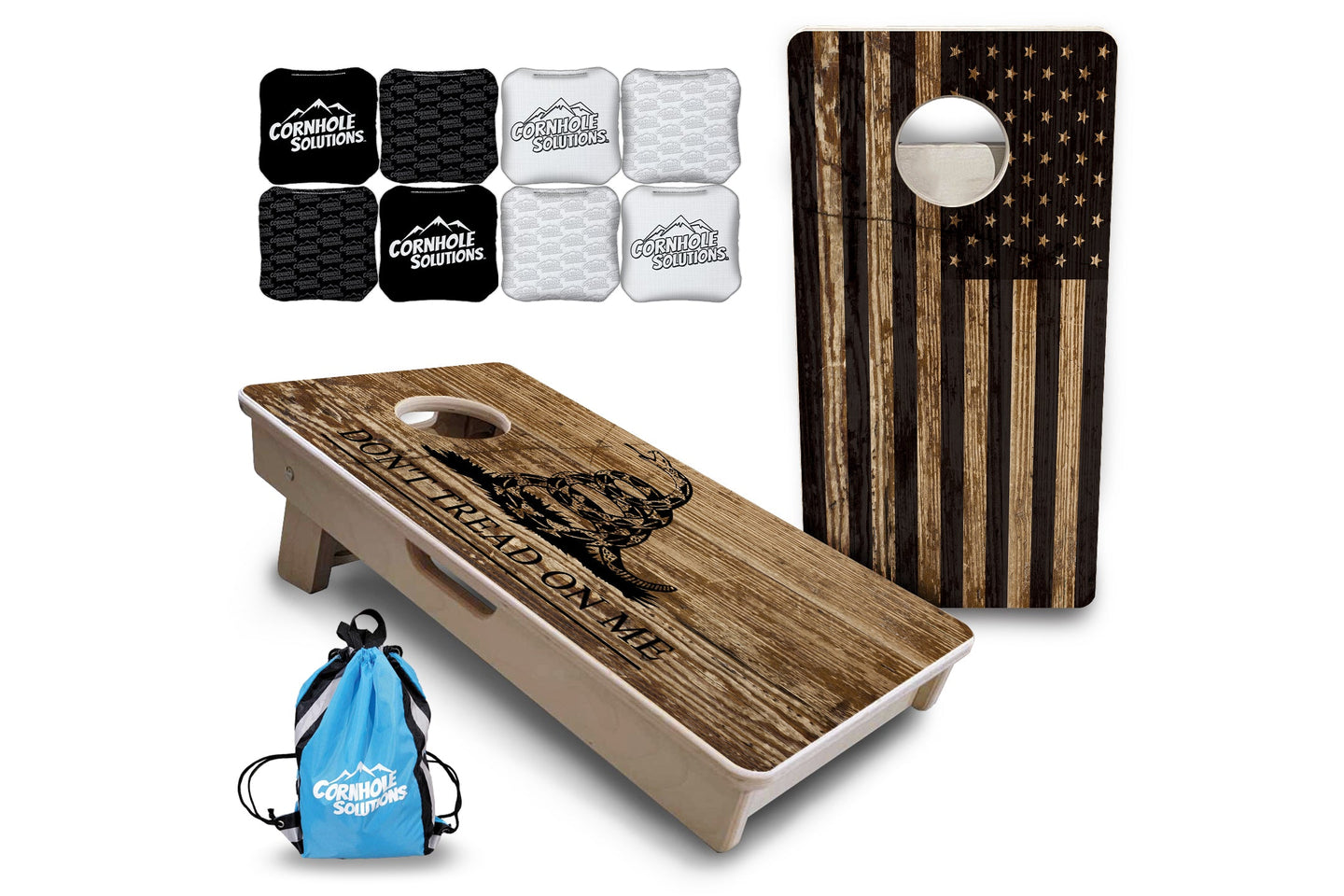 Mini Cornhole Boards - Wood DTOM & Wood Flag