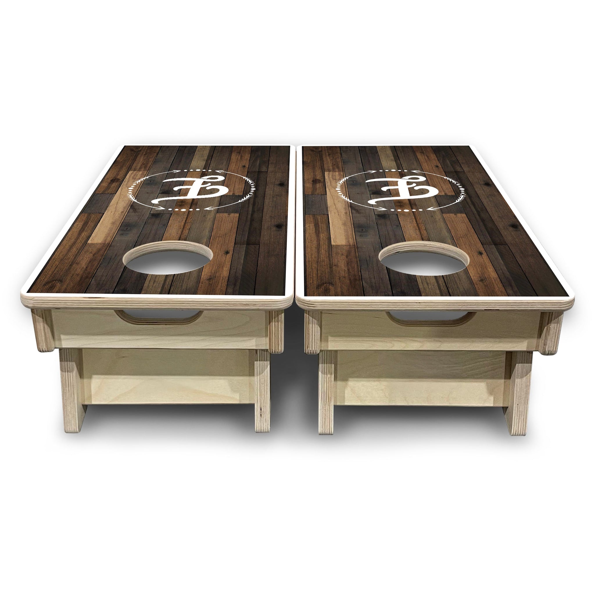 Mini Cornhole Boards - Wood Wreath Letter Design