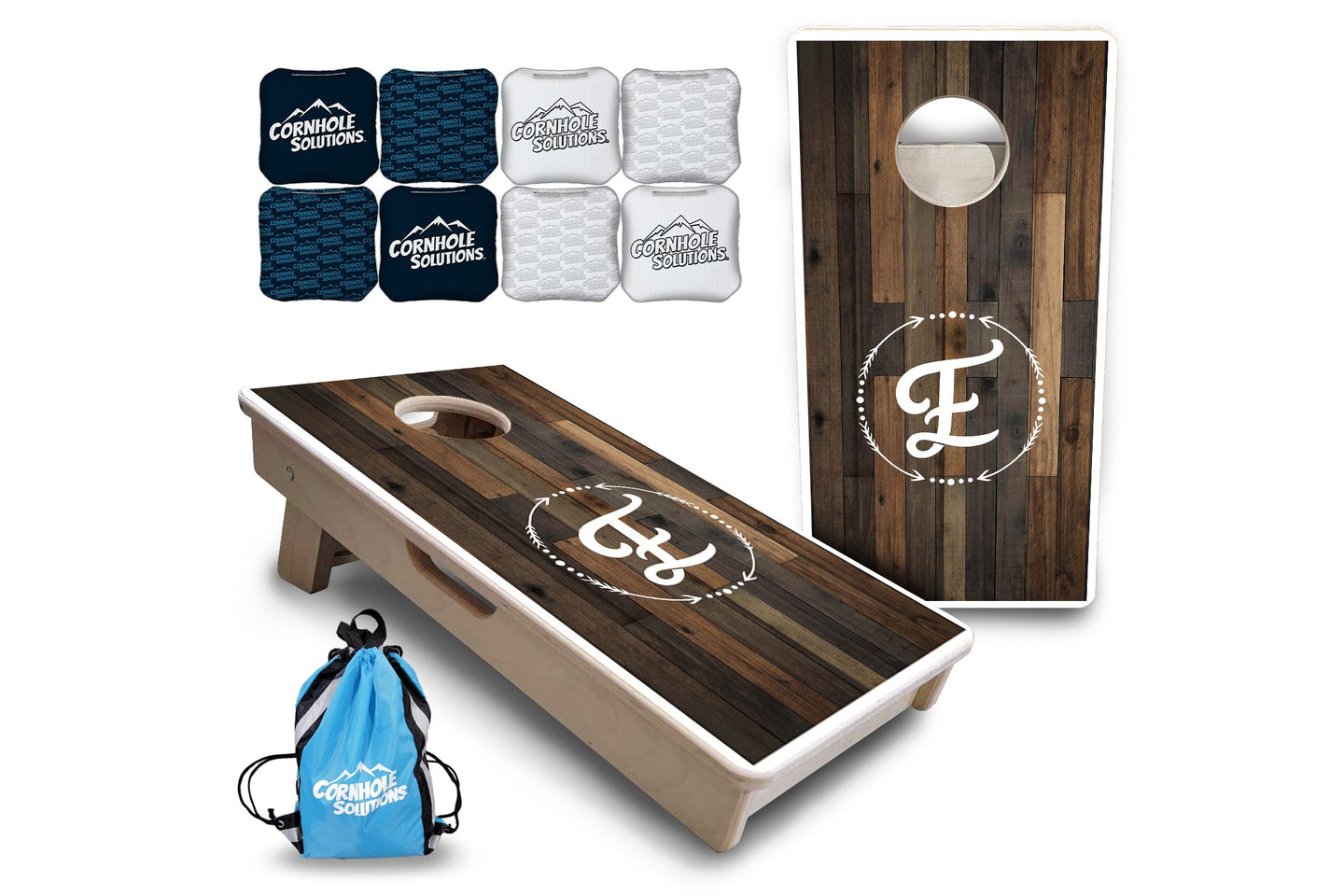 Mini Cornhole Boards - Wood Wreath Letter Design