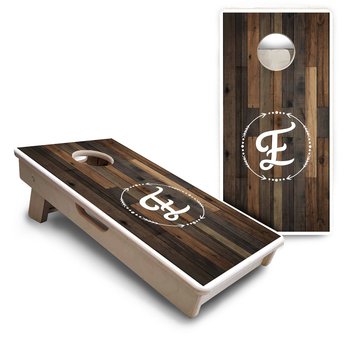 Mini Cornhole Boards - Wood Wreath Letter Design