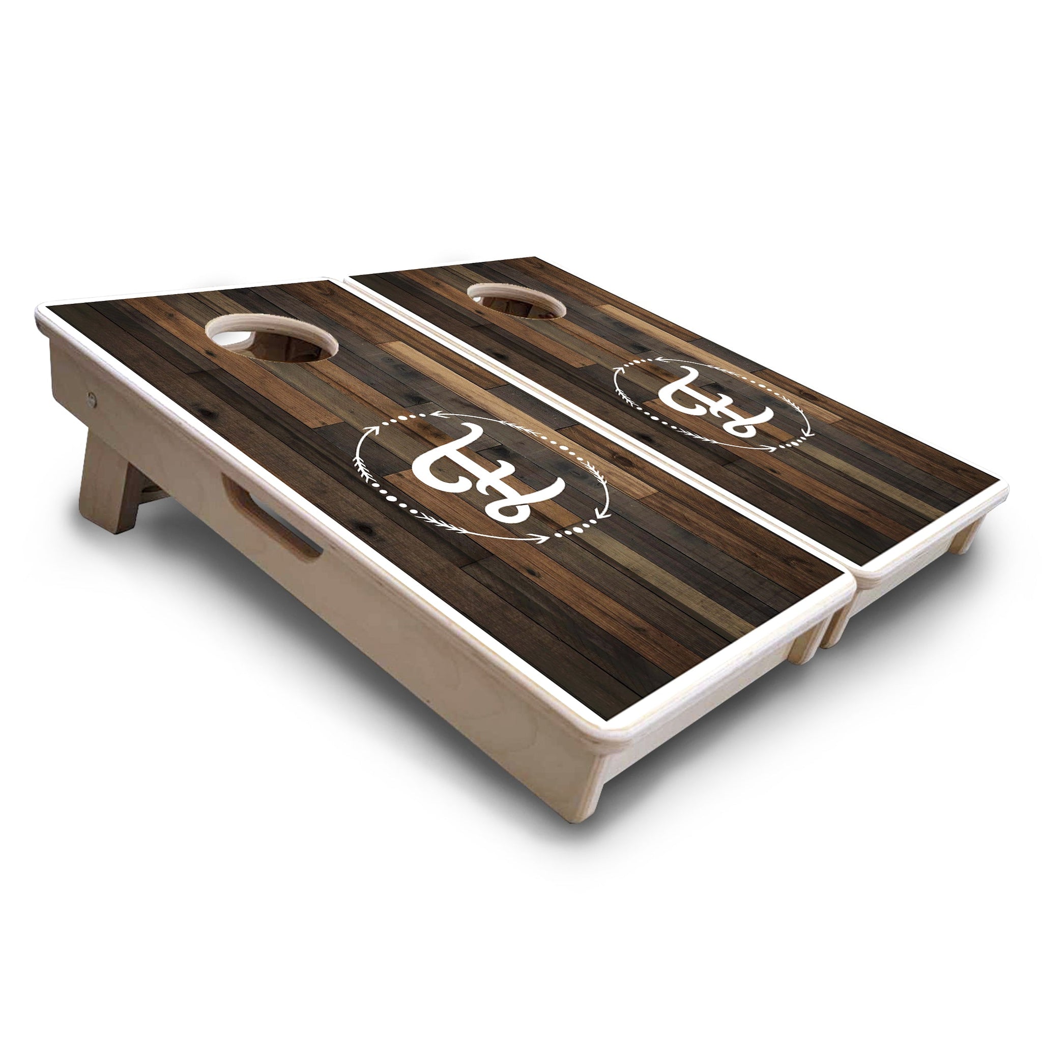 Mini Cornhole Boards - Wood Wreath Letter Design