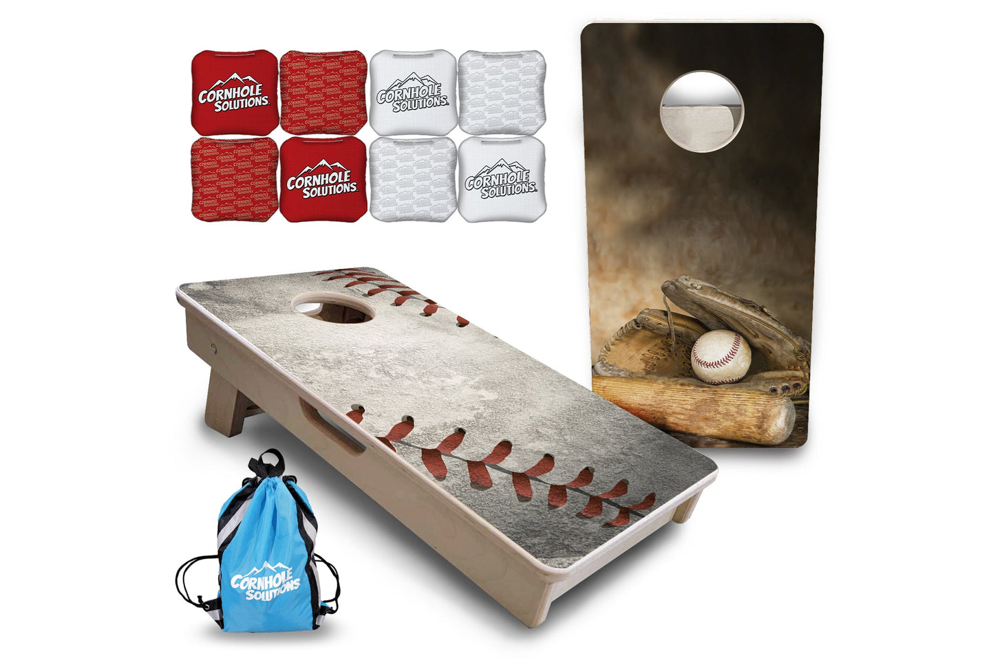 Mini Cornhole Boards - Worn Baseball & Glove