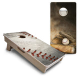 Mini Cornhole Boards - Worn Baseball & Glove