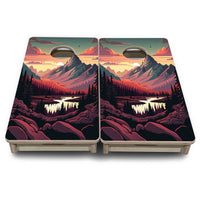 Mini Cornhole Boards - Mountain Sunset