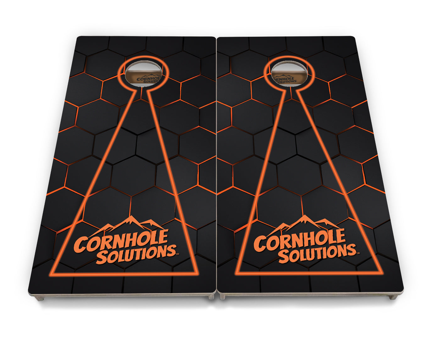 Glow Hole Black Backgound Cornhole Boards - Professional Tournament Series