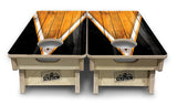 Mini Cornhole Boards - Orange & Black Triangle