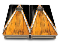 Mini Cornhole Boards - Orange & Black Triangle