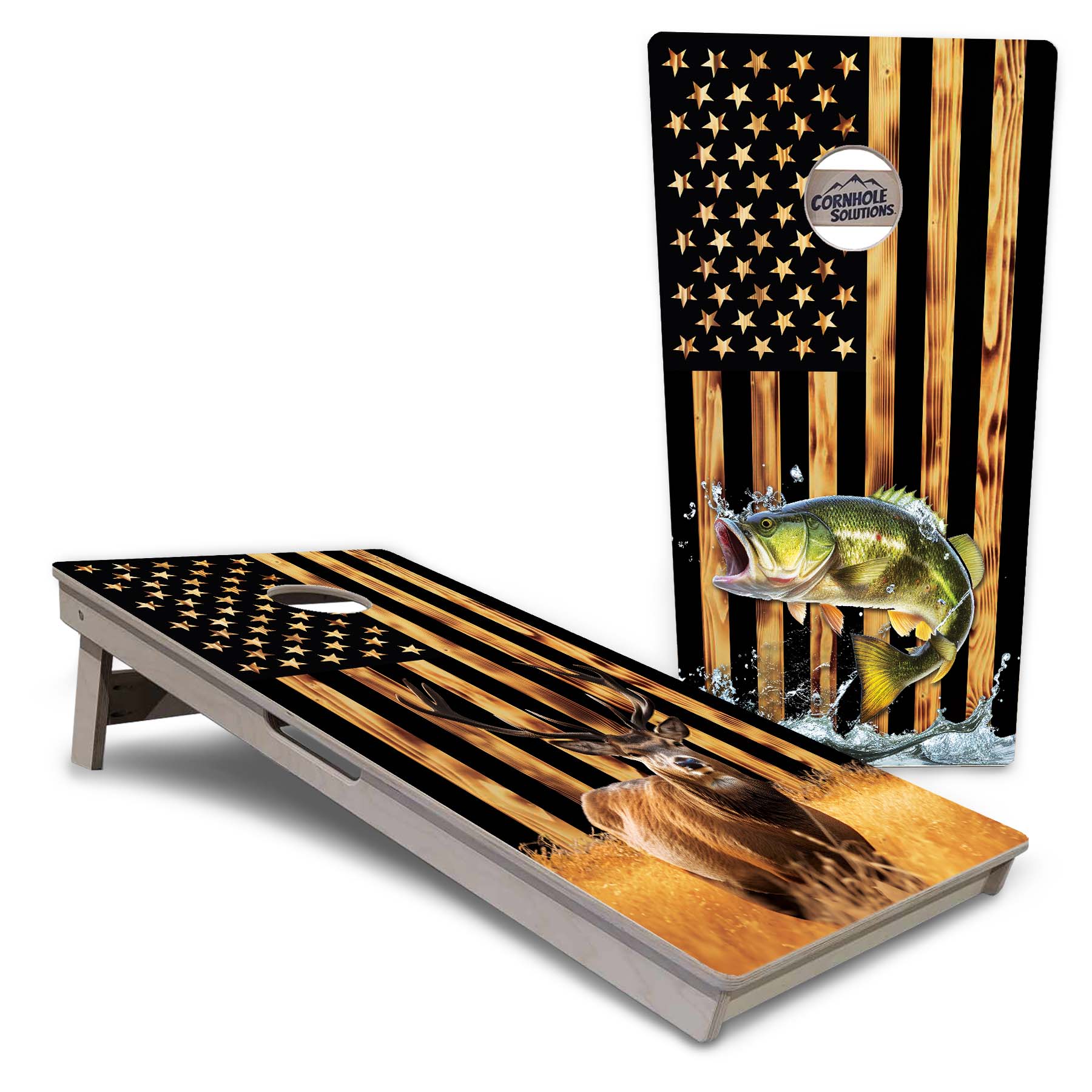 Colorful Deer & Fish Cornhole Boards - Professional Tournament Series