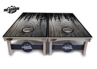Greyscale Pine Trees Cornhole Boards - Pro Solution Lite Series
