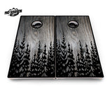 Greyscale Pine Trees Cornhole Boards - Pro Solution Lite Series