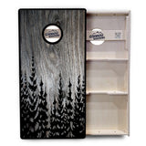 Greyscale Pine Trees Cornhole Boards - Professional Tournament Series