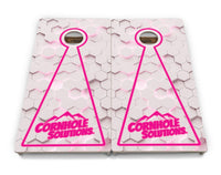 Glow Hole White Background Cornhole Boards - Professional Tournament Series