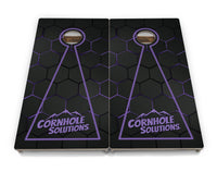 Glow Hole Black Backgound Cornhole Boards - Professional Tournament Series