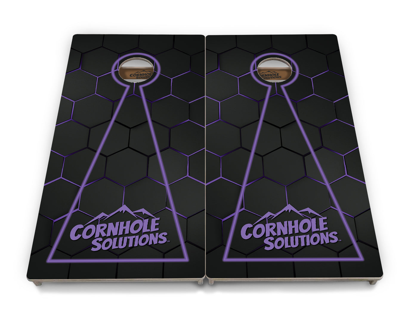 Glow Hole Black Backgound Cornhole Boards - Professional Tournament Series