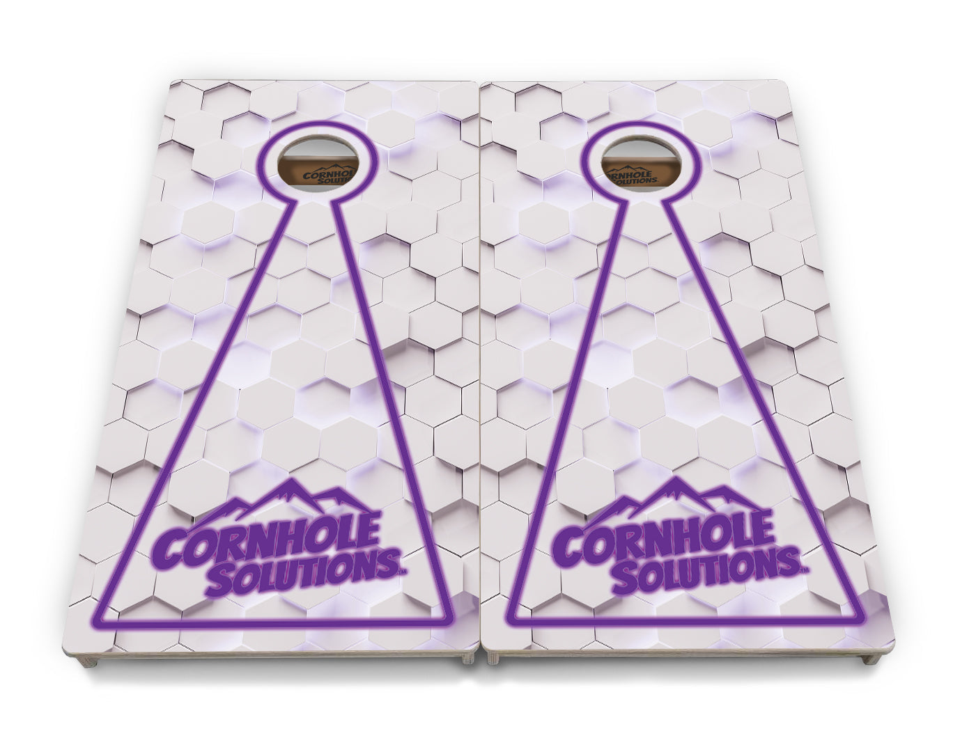 Glow Hole White Background Cornhole Boards - Professional Tournament Series
