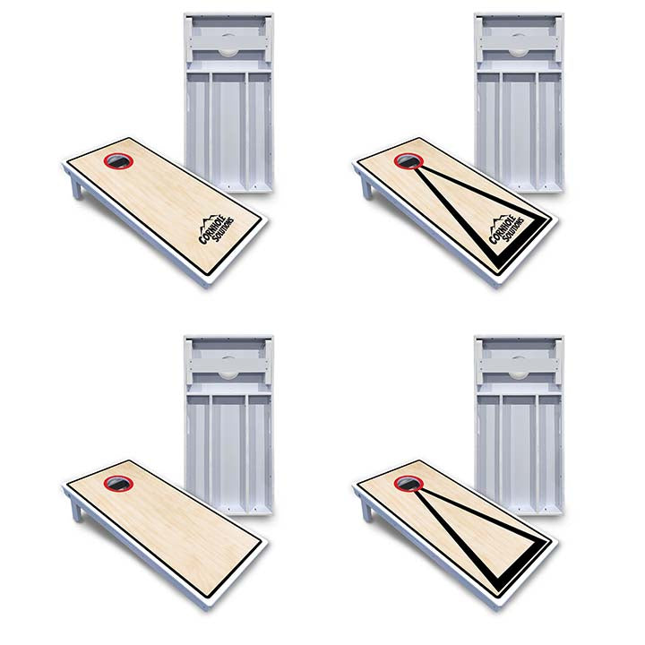 Red/Black Hole Ring Cornhole Boards - All Weather Series