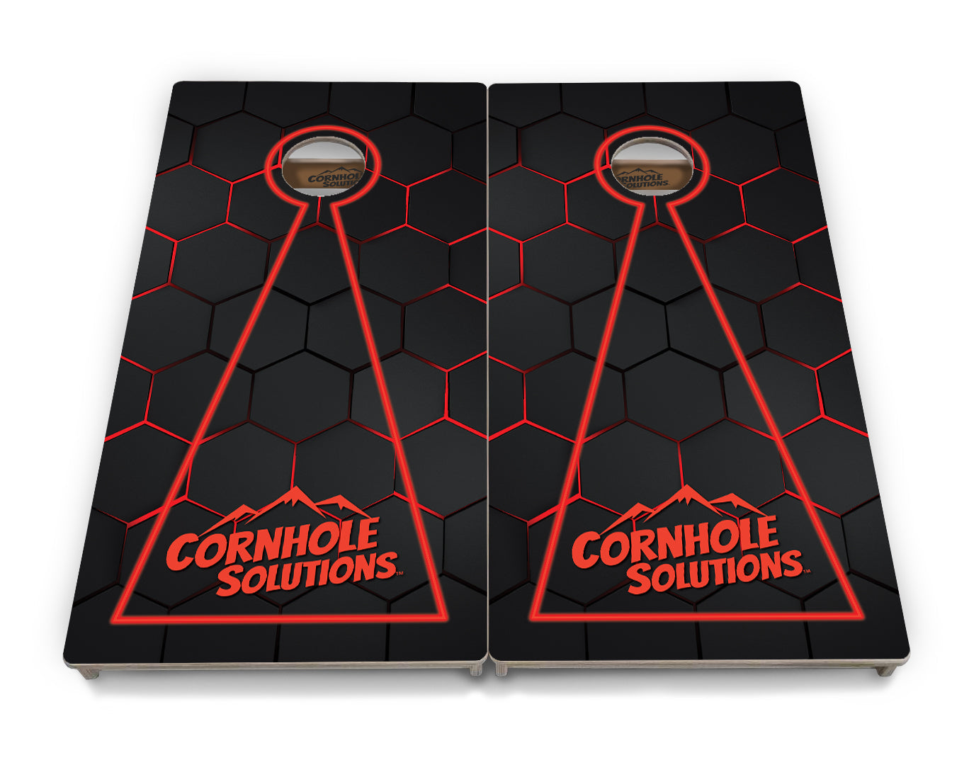 Glow Hole Black Backgound Cornhole Boards - Professional Tournament Series