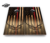 Red Line Deer & Fish Flag Cornhole Boards - Pro Solution Elite Series