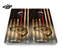 Red Line Deer & Fish Flag Cornhole Boards - Pro Solution Elite Series