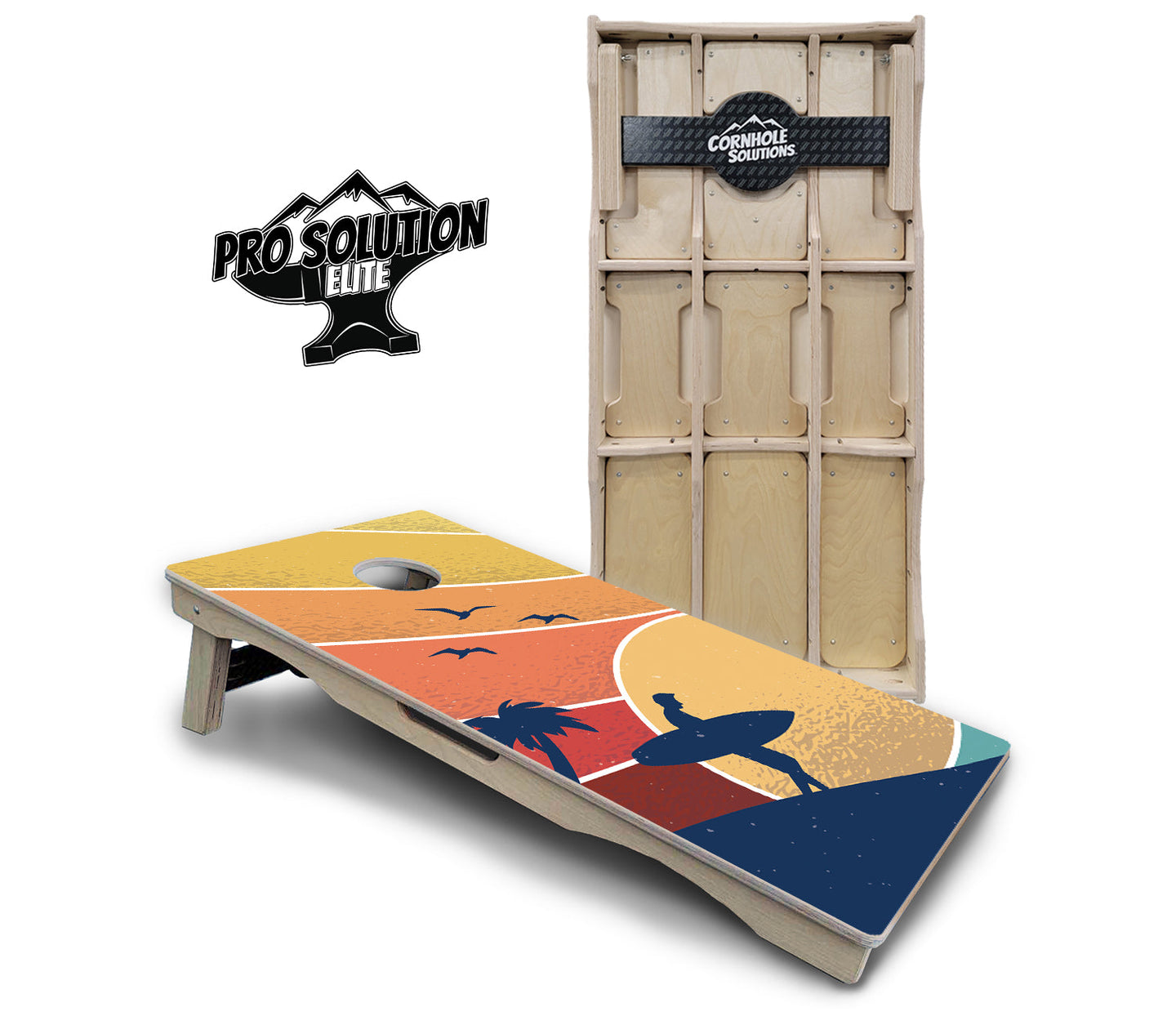 Retro Beach Cornhole Boards - Pro Solution Elite Series