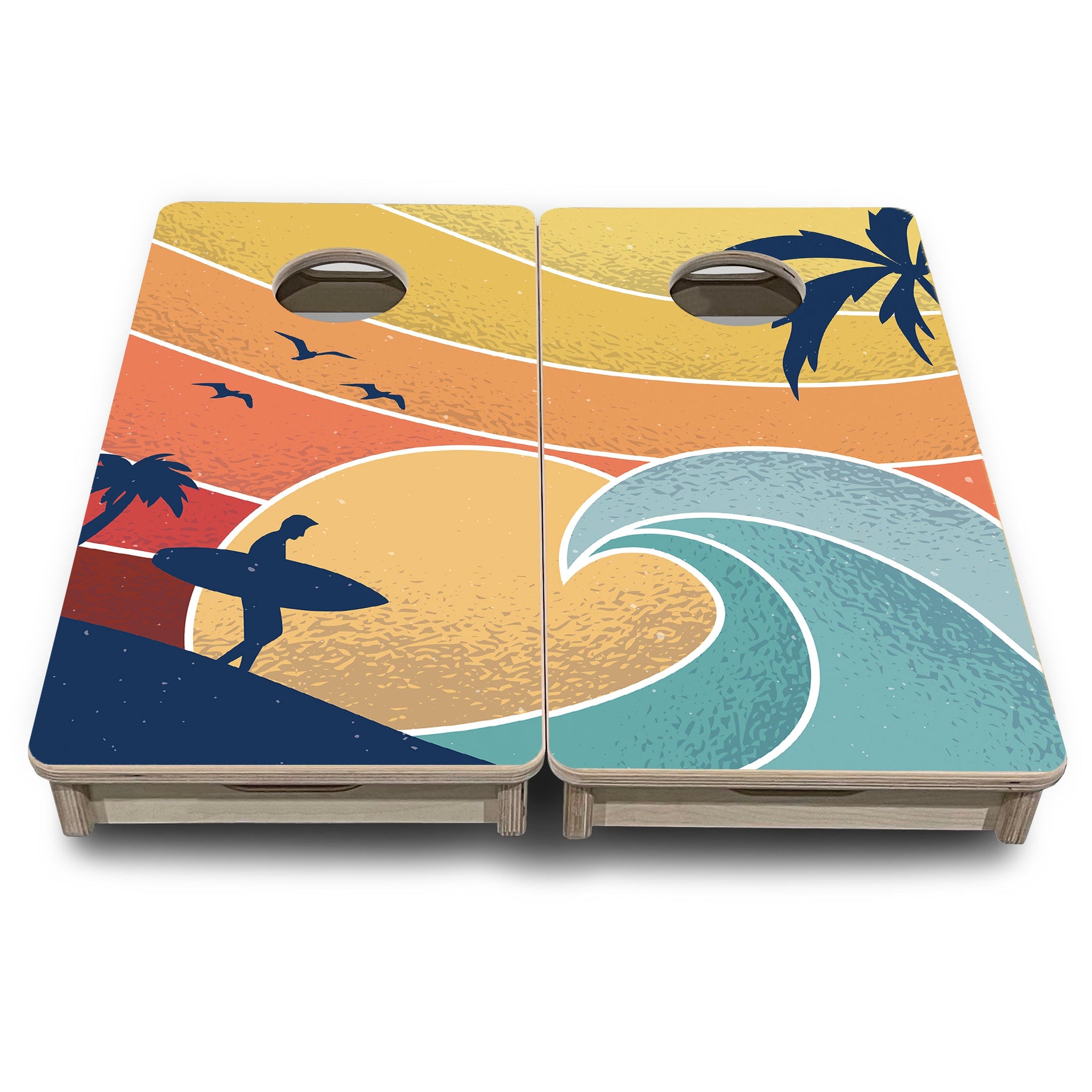Mini Cornhole Boards - Retro Beach