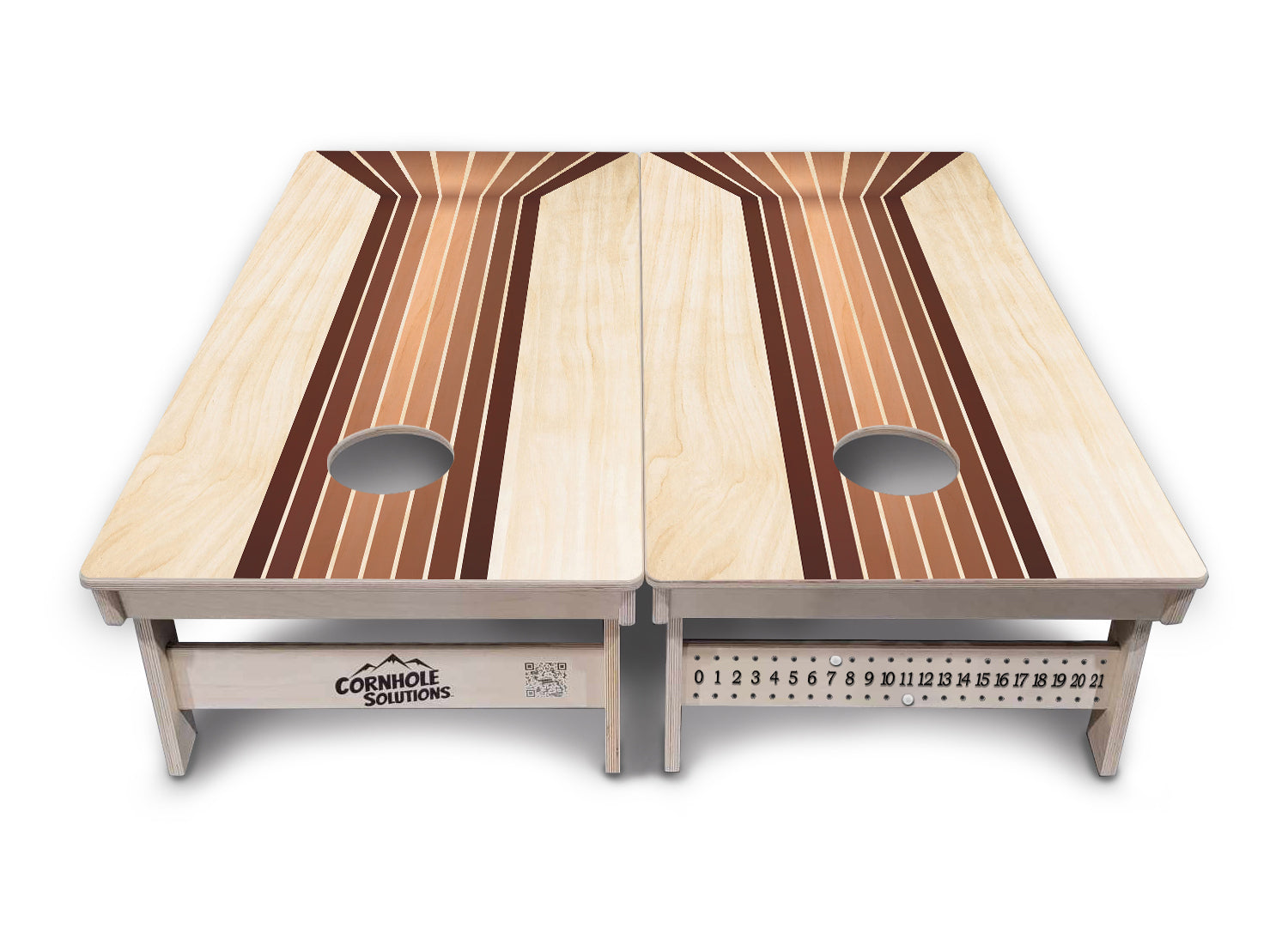 Retro Wood Lines Cornhole Boards - Professional Tournament Series