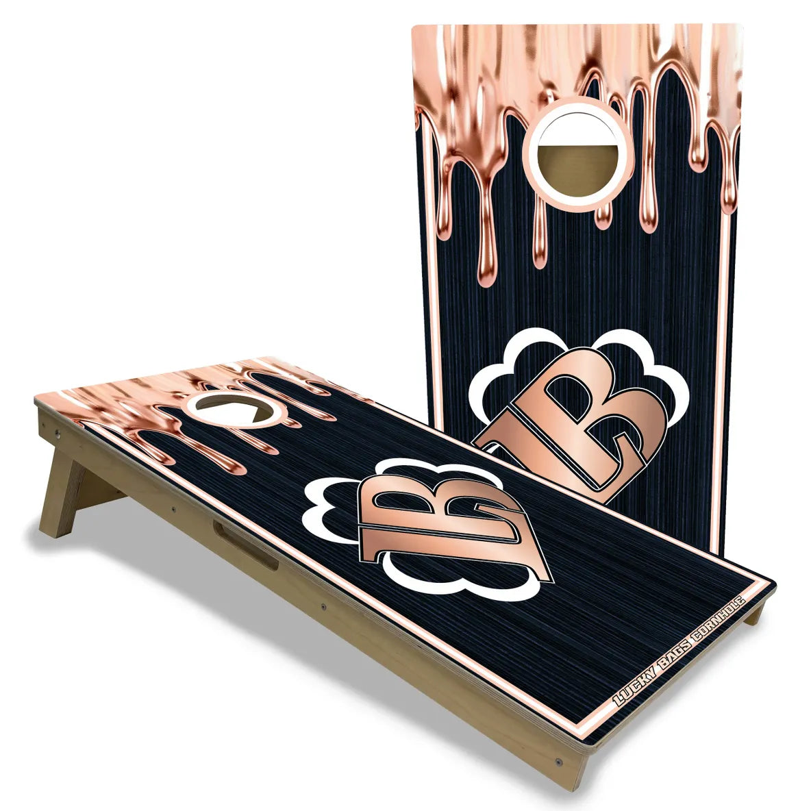 Lucky Navy / Rose Gold Drips ACL Licensed Cornhole Boards