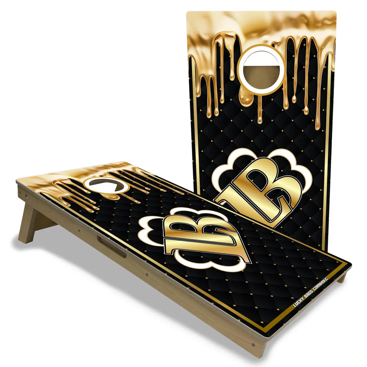Lucky Black and Gold Drip ACL Licensed Cornhole Boards
