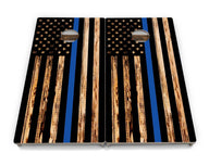 Blue & Red Line Burnt Flag Cornhole Boards - Professional Tournament Series