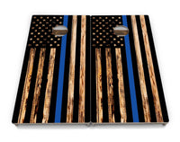 Blue & Red Line Burnt Flag Cornhole Boards - Professional Tournament Series