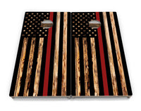 Blue & Red Line Burnt Flag Cornhole Boards - Professional Tournament Series