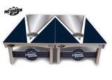 Silver/Blue Triangle Cornhole Boards - Pro Solution Lite Series