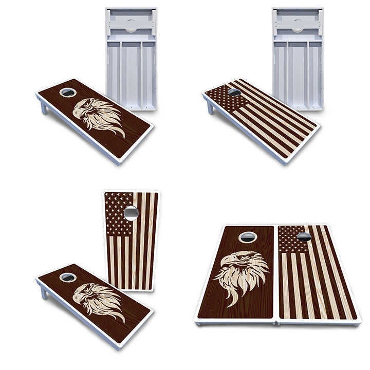 Stained Flag & Eagle Cornhole Boards - All Weather Series