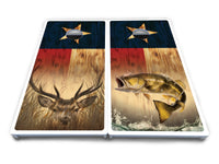 Texas Flag Deer & Fish Cornhole Boards - All Weather Series