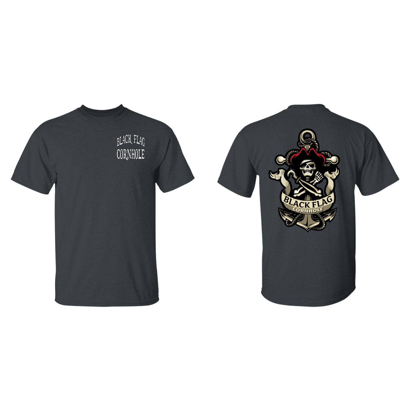 Black Flag Cornhole Text / Logo T-Shirt : Front / Back