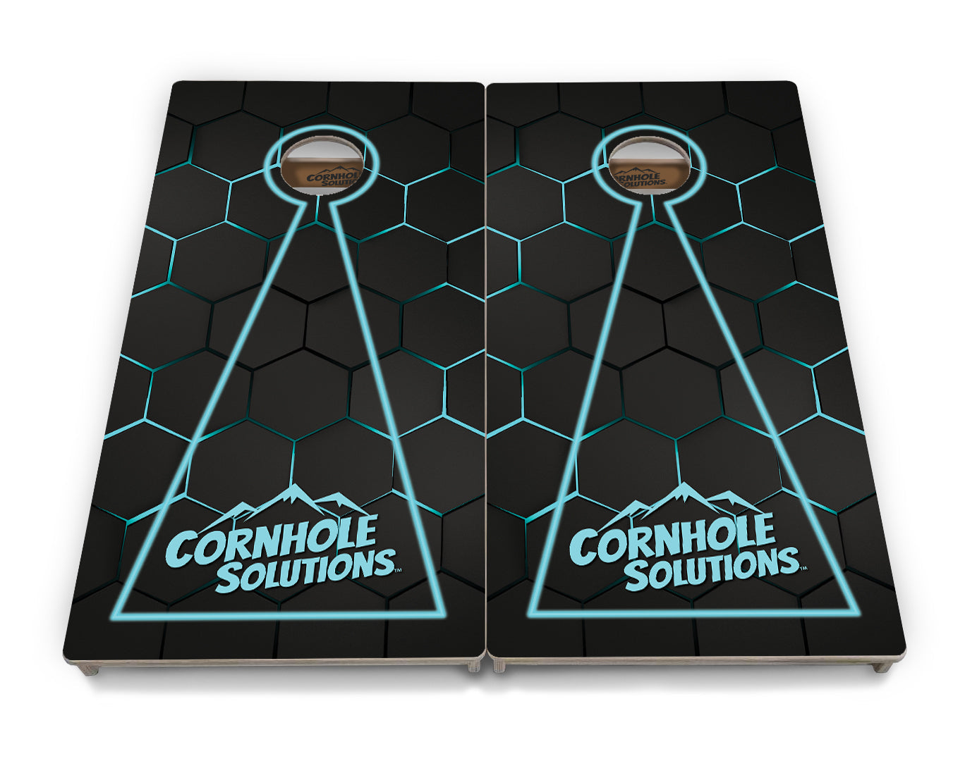 Glow Hole Black Backgound Cornhole Boards - Professional Tournament Series