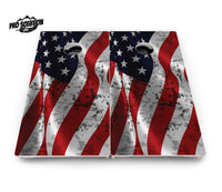 Wavy Distressed Flag Cornhole Boards - Pro Solution Lite Series