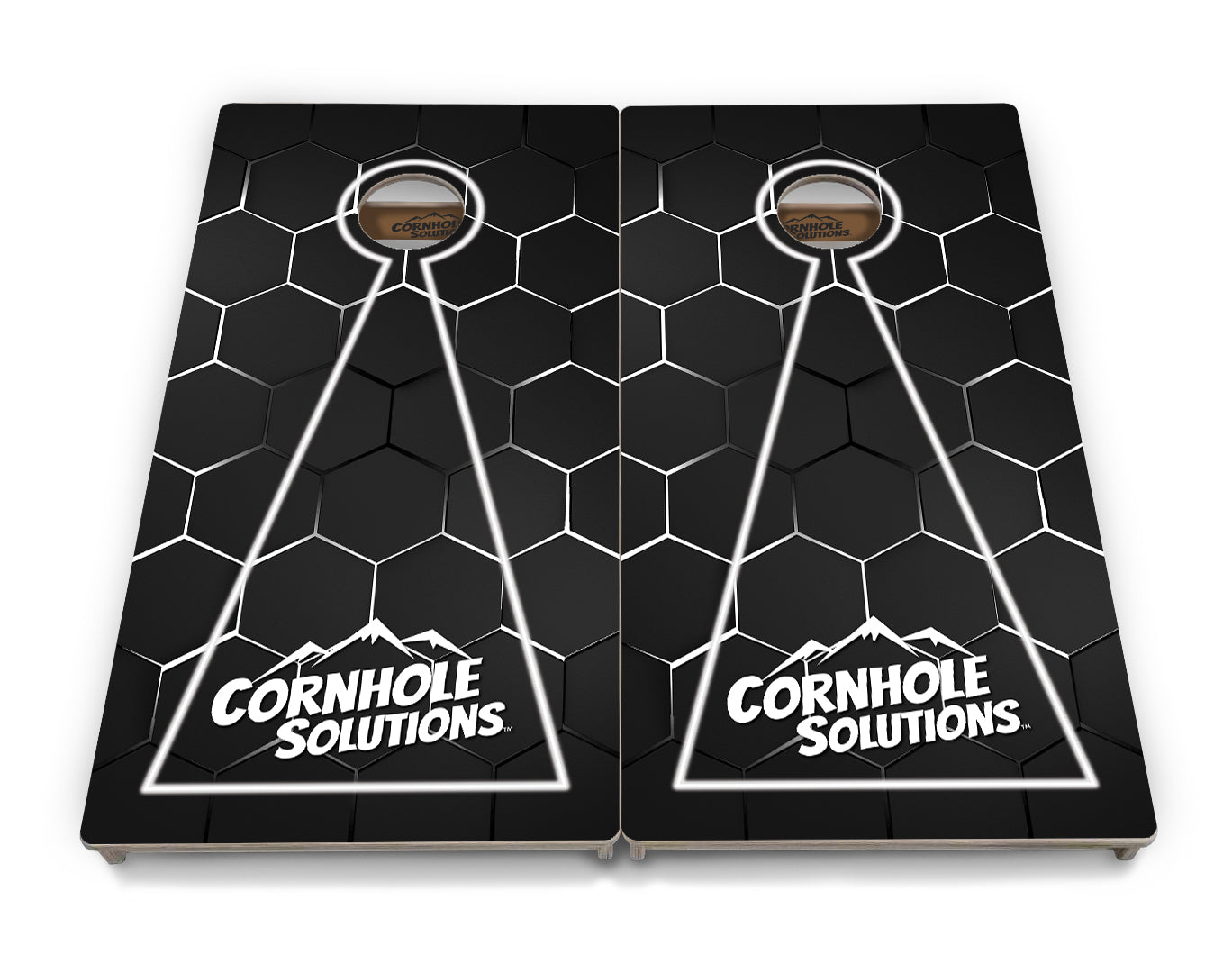 Glow Hole Black Backgound Cornhole Boards - Professional Tournament Series