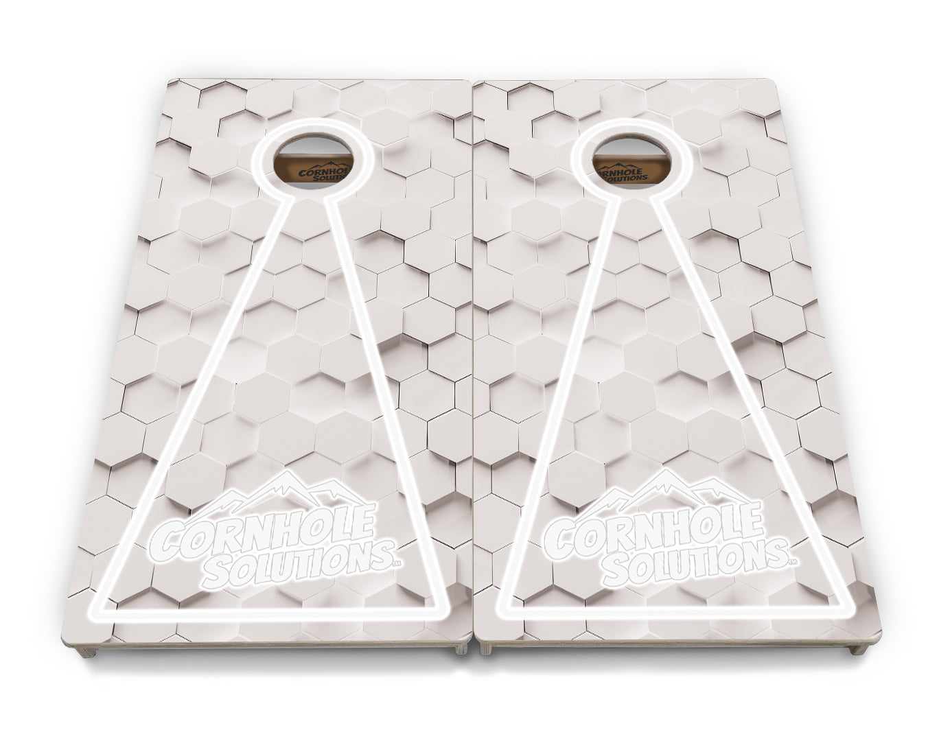 Glow Hole White Background Cornhole Boards - Professional Tournament Series