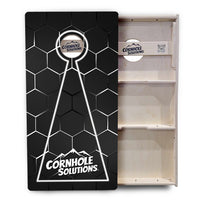 Glow Hole Black Backgound Cornhole Boards - Professional Tournament Series
